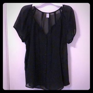 Old Navy Sheer Button-Up Blouse with String Detail